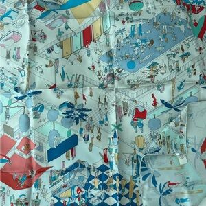 Hermes Multicolor Illustrated Scarf